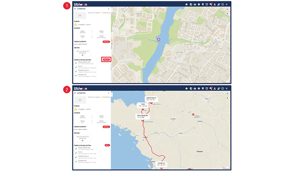 interface de l'application présentant les véhicules de proximité